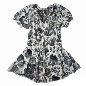 Anthropologie Puff Sleeve Tiered Babydoll Dress Medium Boho Coastal Cottagecore